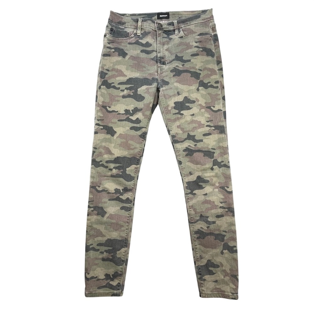 Hudson Green Camo Barbara High Waist Super Skinny Jeans Women Size 28